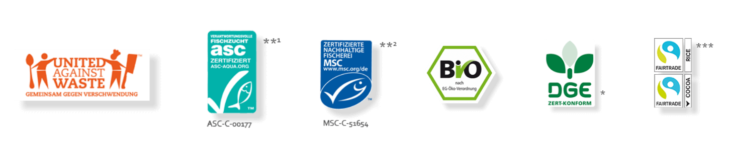 United against waste, asc, msc, bio, dge, fairtrade